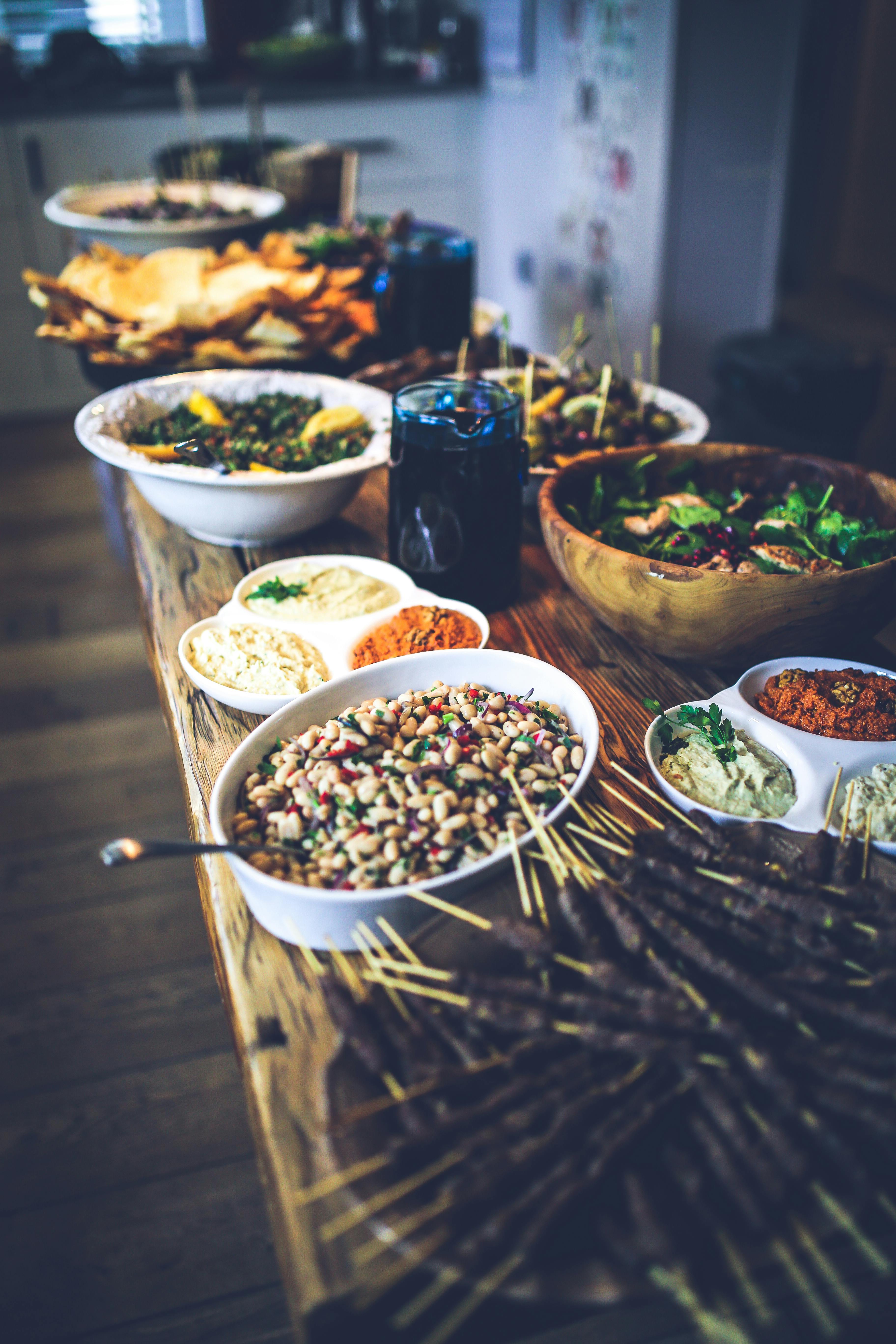 Prepared lunch spread for match day catering